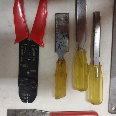 WOOD CHISELS, WIRE STRIPPERS, VISE GRIPS & MORE