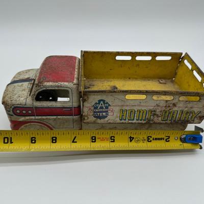 Vintage Marx “Home Dairy” Tin Milk Truck – Pressed Steel Toy
