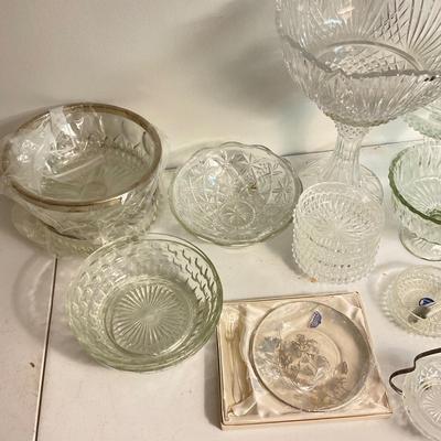 1015 Lg Lot of Pressed Glass Serving Pieces