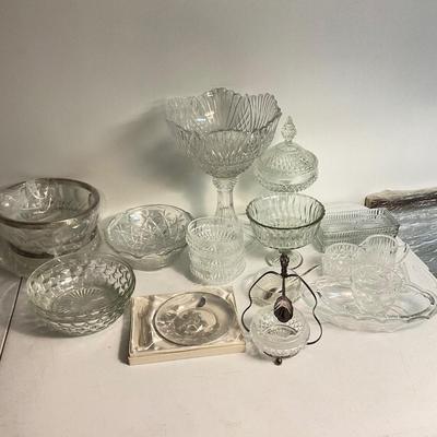 1015 Lg Lot of Pressed Glass Serving Pieces