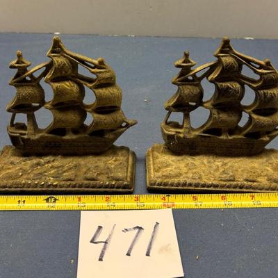 Cast Iron Ship Bookend Set