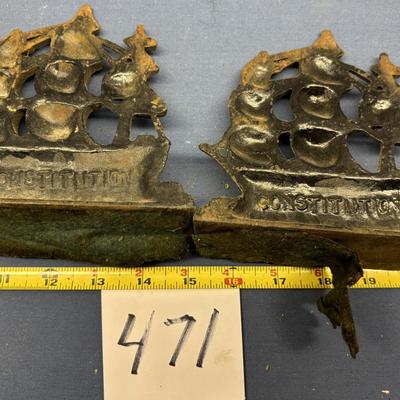 Cast Iron Ship Bookend Set