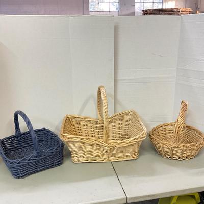 1099 Lot of Three Large Handled Baskets