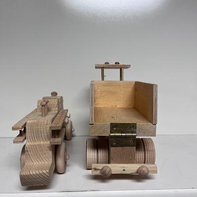 HAND CRAFTED WOODEN TOYS WITH AN EMBEDDED PENNY FOR DATE MADE