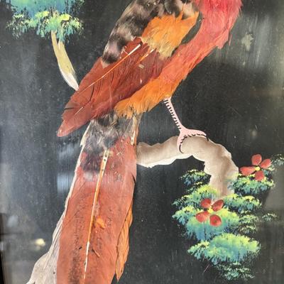 Vintage Mexican Feather Art