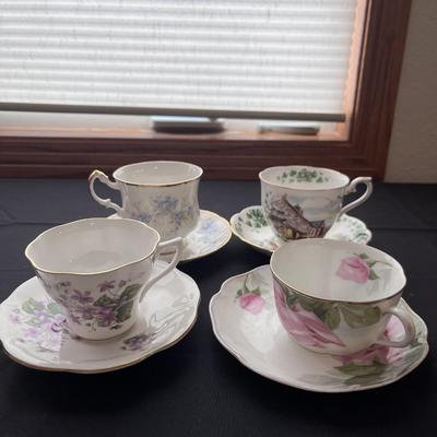 4 SETS OF TEA CUPS AND SAUCERS