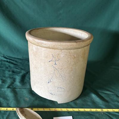 #4 Crock Cracked bottom corner see pictures