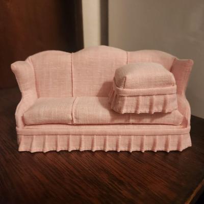 Pastel Pink Couch and Ottoman