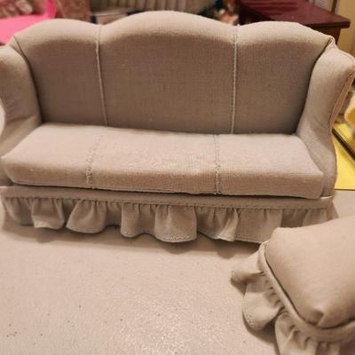 Pastel Blue Couch and Ottoman