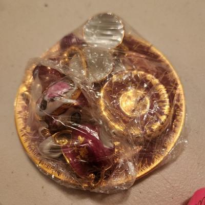 Mini Maroon and Gold Tea Set