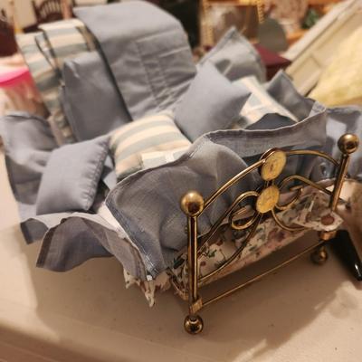 Blue and White Striped Bed w/ Metal Frame