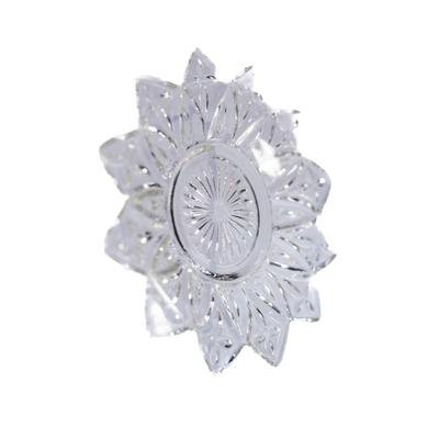 Sale Photo Thumbnail #447: This is a Federal Glass "Petal Clear" pressed glass bowl or pate. It features a distinctive flower-like, starburst design with a clear finish.