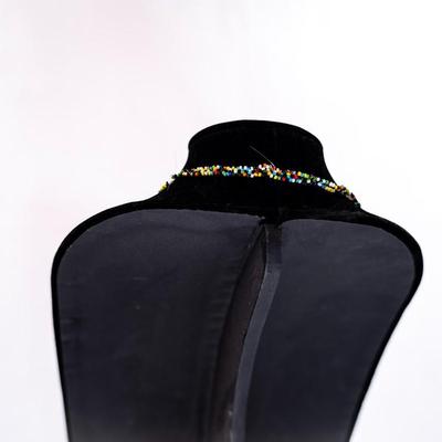 Sale Photo Thumbnail #474: This is a mulit-color glass seed bead necklace.