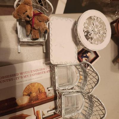 5 Piece Set of White Metal Chairs & Tables