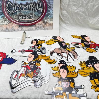 Sale Photo Thumbnail #410: Collectible Budman cartoon character decals, stickers and an original ink drawing