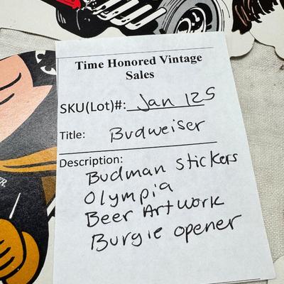 Sale Photo Thumbnail #408: Collectible Budman cartoon character decals, stickers and an original ink drawing