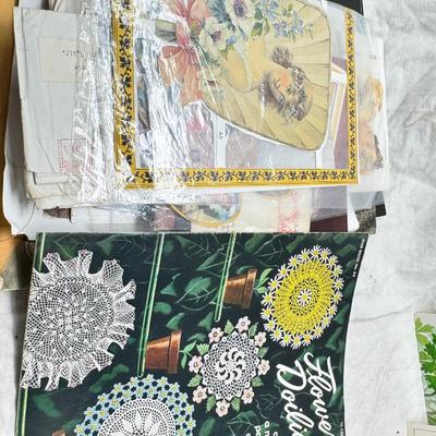 Sale Photo Thumbnail #420: Wedding dress bride porcelain doll "Timeless Treasure" Victorian theme cards, photogrpahs. Flower making craft books 1950s.