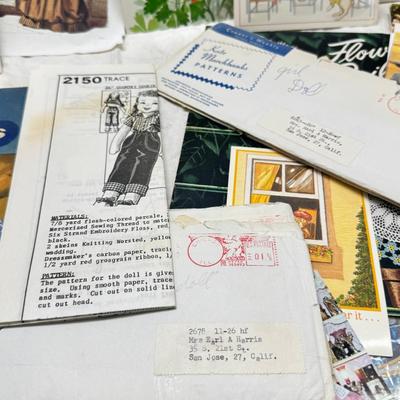 Sale Photo Thumbnail #416: Wedding dress bride porcelain doll "Timeless Treasure" Victorian theme cards, photogrpahs. Flower making craft books 1950s.