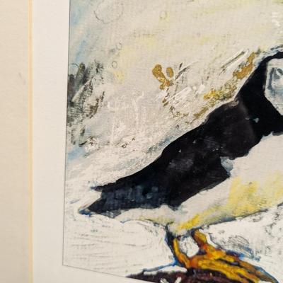 Puffin, unframed, 10/30. “Little Brother” Karen Trotter, mixed-media artist living in North Queensferry, Scotland Approx 12" x...
