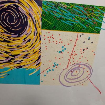 Framed, 20th century abstract, “See Scapes #2” 1/20 Silkscreen by Merrill Shatzman, retired professor of visual arts, Duke University....