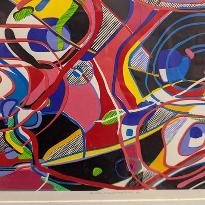 Framed, 20th century abstract, “Aquatic Transformations #1”, 4/20, by Merrill Shatzman, retired professor of visual arts, Duke...