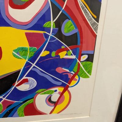 Framed, 20th century abstract, “Aquatic Transformations #1”, 4/20, by Merrill Shatzman, retired professor of visual arts, Duke...