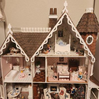 Brown Dollhouse w/ White Trim