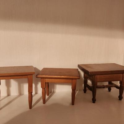 3 Light Brown Wood Side Tables