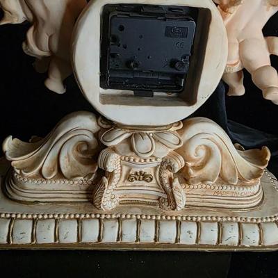 Vintage Cherub Mantel Clock – Ornate Rococo Floral Table Clock with Dual Angels and Roman Numerals