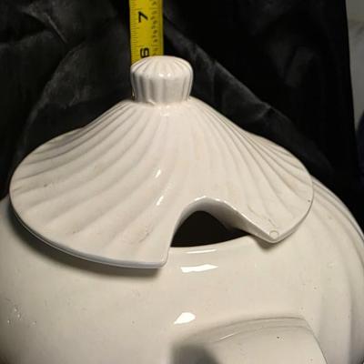 Vintage Himark Japan White Swirl Ceramic Soup Tureen with Lid & Underplate