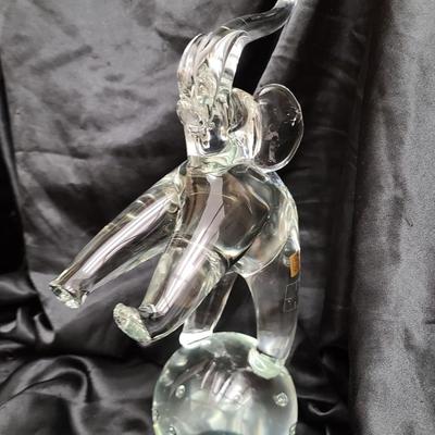Vintage Licio Zanetti Murano Art Glass Elephant Sculpture - 16" Italian Clear Glass Figurine with Controlled Bubbles
