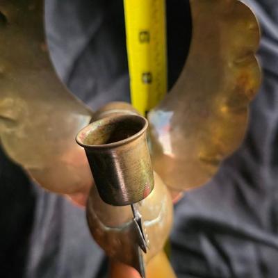 Vintage Mid-Century Brass Angel Taper Candle Holder - Abstract Praying Cherub w/ Large Wings