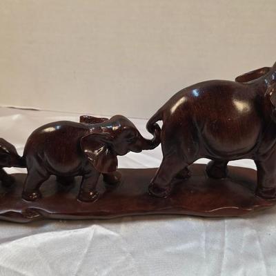 Vintage Elephant Family Resin Sculpture Figurine Decorative Tabletop Statue
