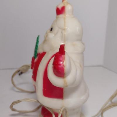 Vintage MCM King Santa Light Up Hard Plastic Decoration by Harett-Gilmar with Original Box- Approx 6 3/4" Tall
