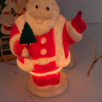 Vintage MCM King Santa Light Up Hard Plastic Decoration by Harett-Gilmar with Original Box- Approx 6 3/4" Tall