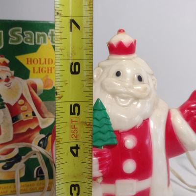 Vintage MCM King Santa Light Up Hard Plastic Decoration by Harett-Gilmar with Original Box- Approx 6 3/4" Tall