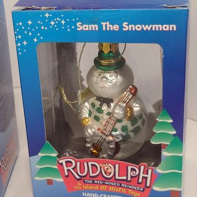 Collection of Glass Ornaments with Original Boxes from 'Rudolph the Red Nosed Reindeer'- Issued in 2002