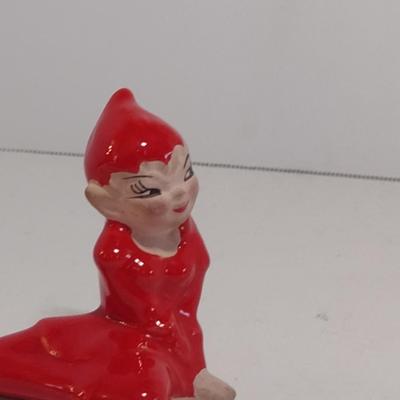 Pair of Vintage MCM Glazed Ceramic Pixie Elves- Possibly Japanese