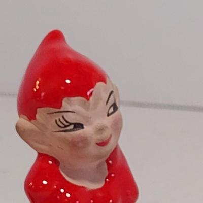 Pair of Vintage MCM Glazed Ceramic Pixie Elves- Possibly Japanese