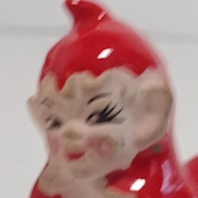 Pair of Vintage MCM Glazed Ceramic Pixie Elves- Possibly Japanese