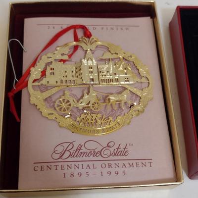 Collection of Ornaments with Original Boxes- Biltmore Estate, Lenox, George W. Bush Presidential Center, Warren Wilson