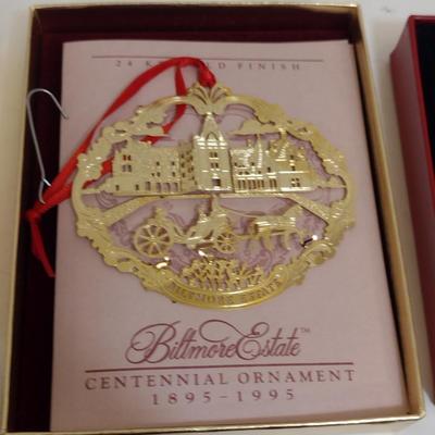 Collection of Ornaments with Original Boxes- Biltmore Estate, Lenox, George W. Bush Presidential Center, Warren Wilson