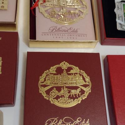 Collection of Ornaments with Original Boxes- Biltmore Estate, Lenox, George W. Bush Presidential Center, Warren Wilson