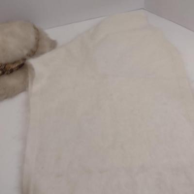 Vintage Accessories- Hat with Hand Beading and Angora Wrap