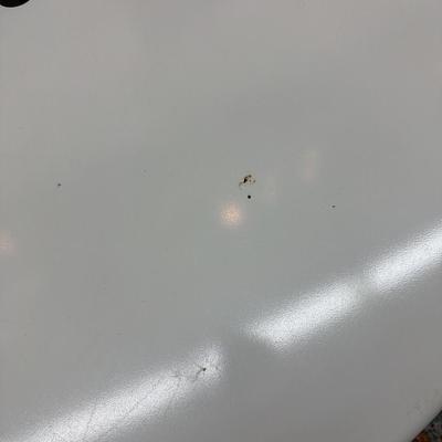 White Round Metal Patio or Cafe Dining Table with a Center Hole for an Umbrella