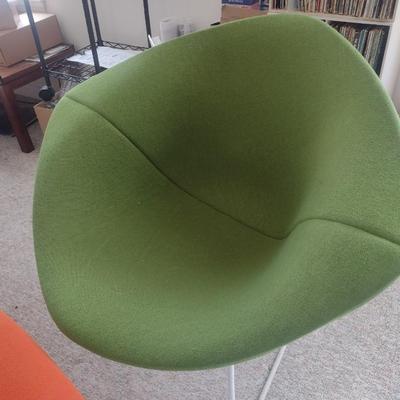 Pair of Mid-Century Modern Furniture Pieces Diamond Sitting Chair and Ottoman