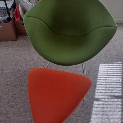 Pair of Mid-Century Modern Furniture Pieces Diamond Sitting Chair and Ottoman