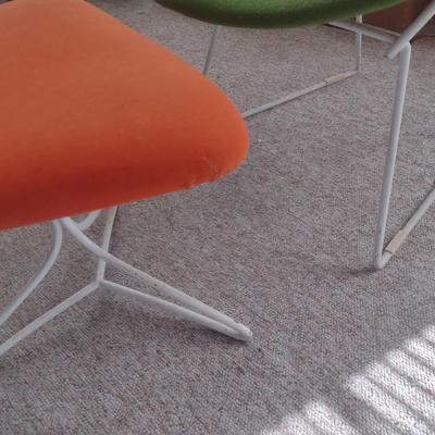 Pair of Mid-Century Modern Furniture Pieces Diamond Sitting Chair and Ottoman