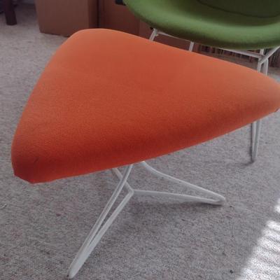 Pair of Mid-Century Modern Furniture Pieces Diamond Sitting Chair and Ottoman