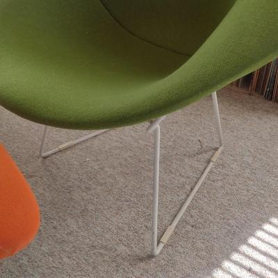 Pair of Mid-Century Modern Furniture Pieces Diamond Sitting Chair and Ottoman